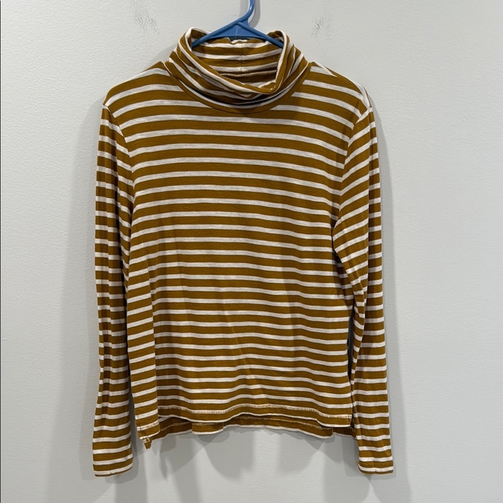 Madewell Mustard and White Striped Long Sleeve Top Size Medium EUC